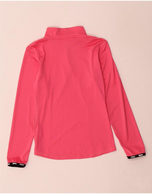 Puma Girls Zip Neck Pullover Tracksuit Top 9-10 Years Pink