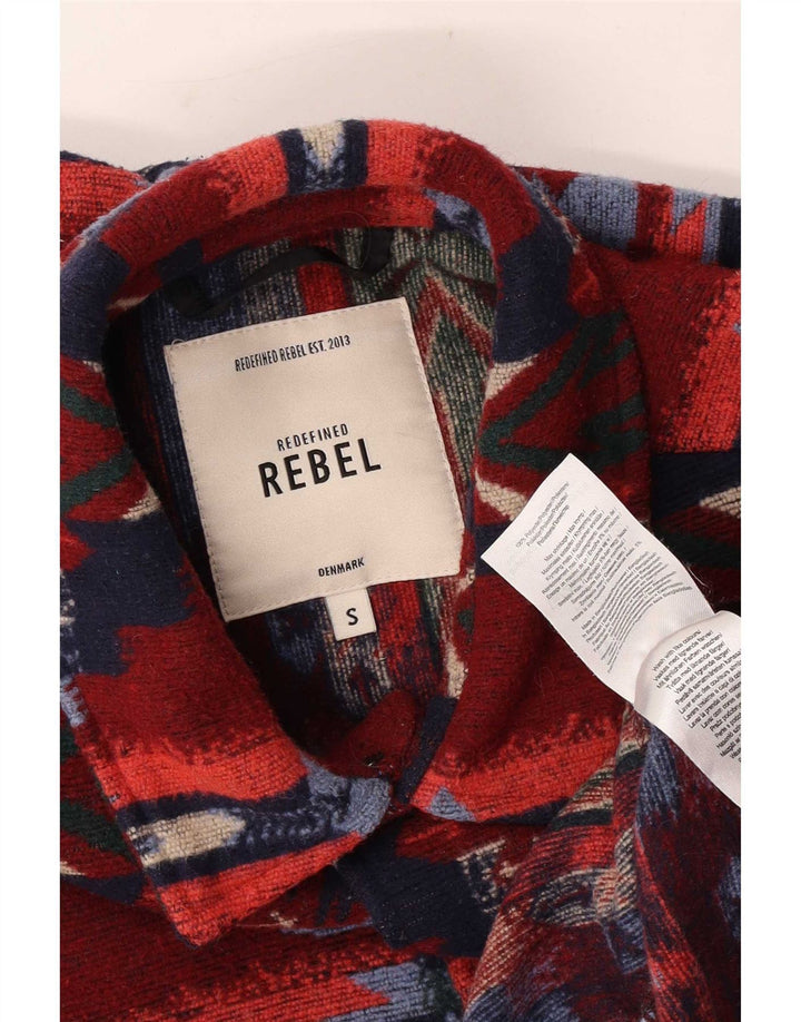 Redéfini Rebel Chemise Shacket pour hommes Petit Rouge Géométrique Polyester Aztèque