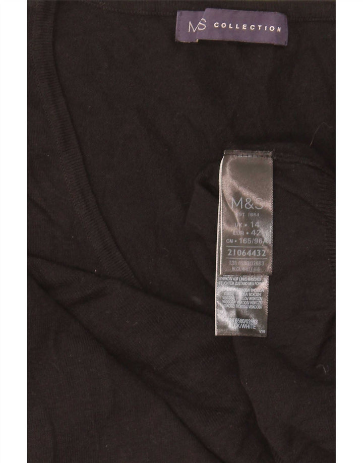 Marks & Spencer Pull col en V pour femme UK 44 Viscose noir moyen