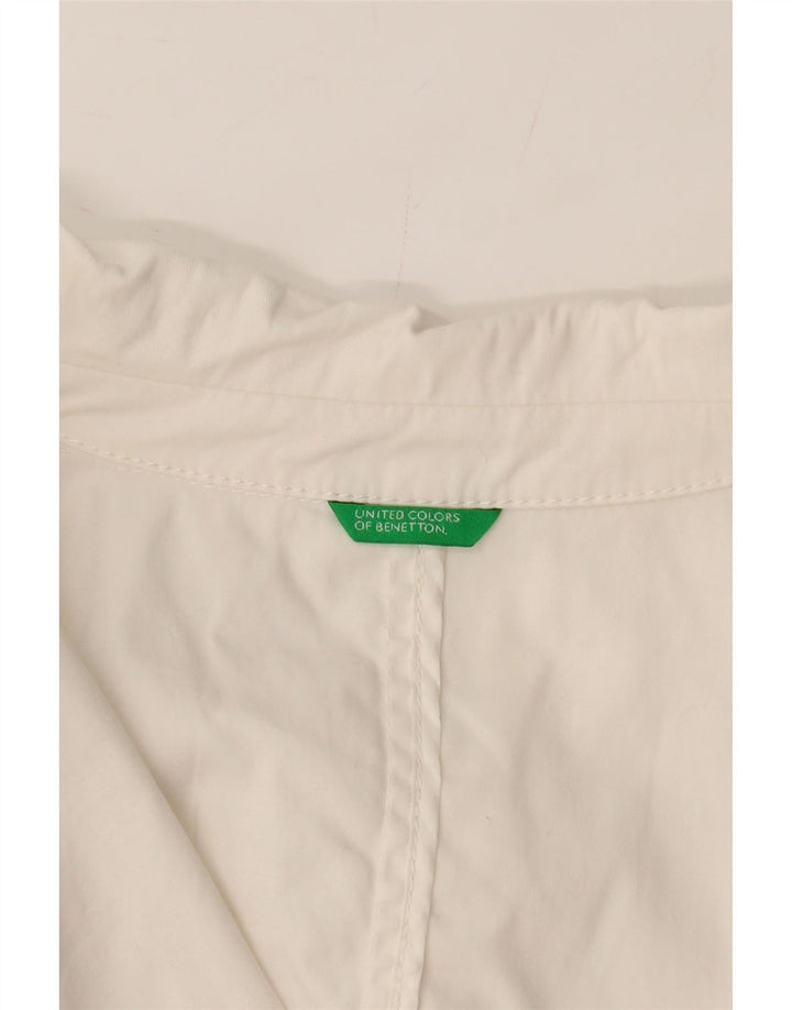BENETTON Womens 2 Button Blazer Jacket UK 14 Medium White Vintage Benetton and Second-Hand Benetton from Messina Hembry 