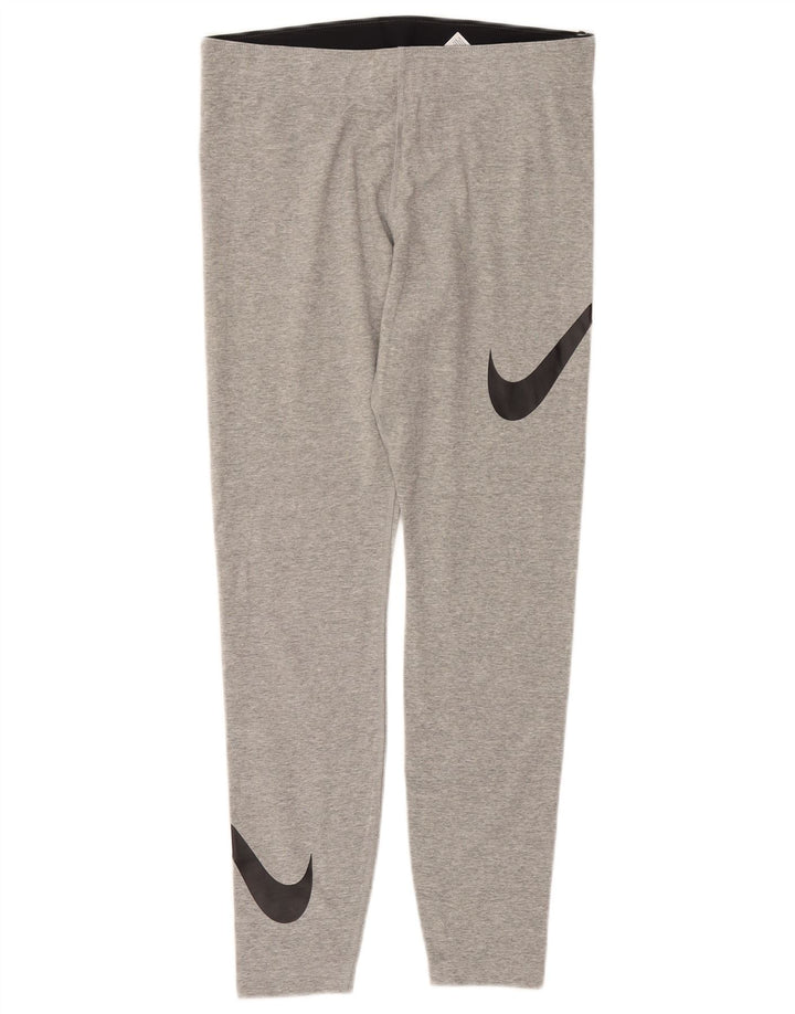 NIKE Leggings graphiques pour femmes UK 14 Grand coton gris