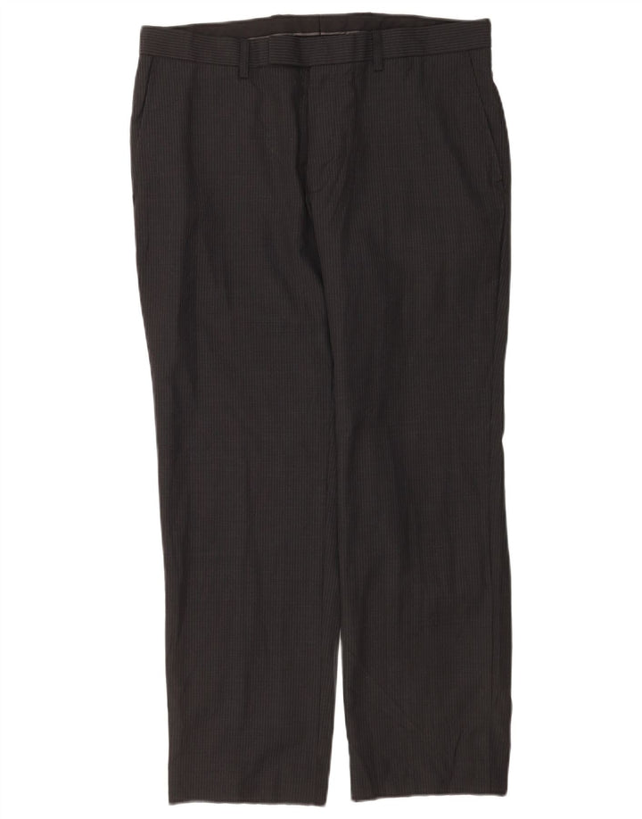 Marks & Spencer Pantalon décontracté coupe régulière pour homme W34 L29 laine rayée gris