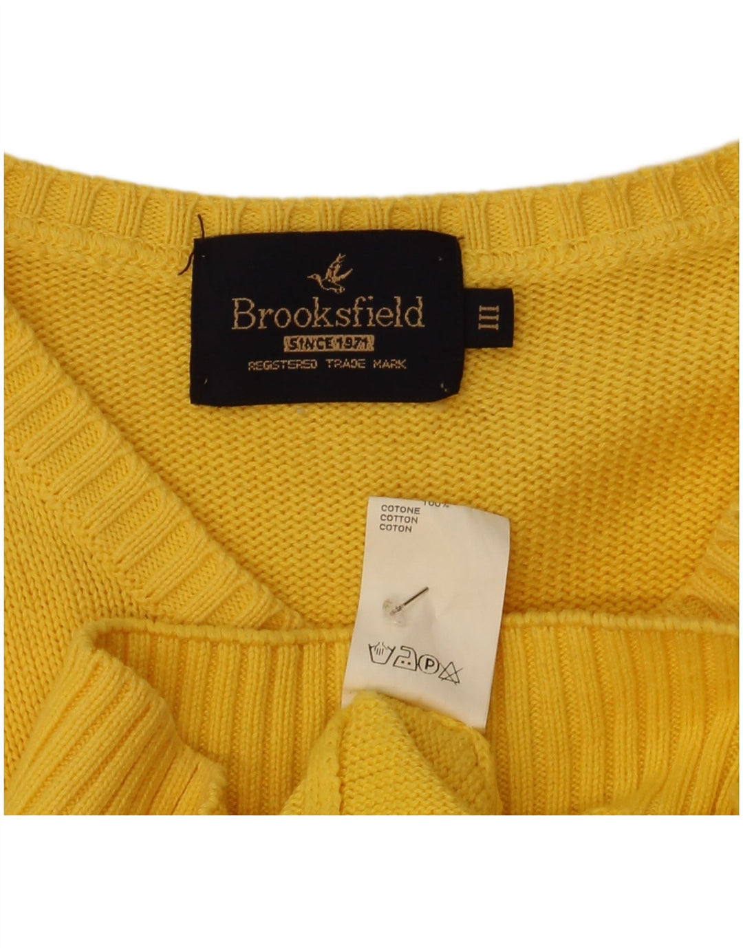 Brooksfield Pull Col V Homme Jaune Moyen Coton