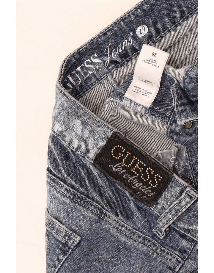 Guess Mini jupe en jean vieilli W29 en coton bleu moyen pour femme