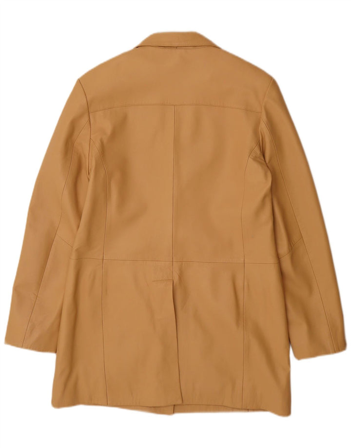 manteau en cuir femme vintage UK 14 Grand cuir beige