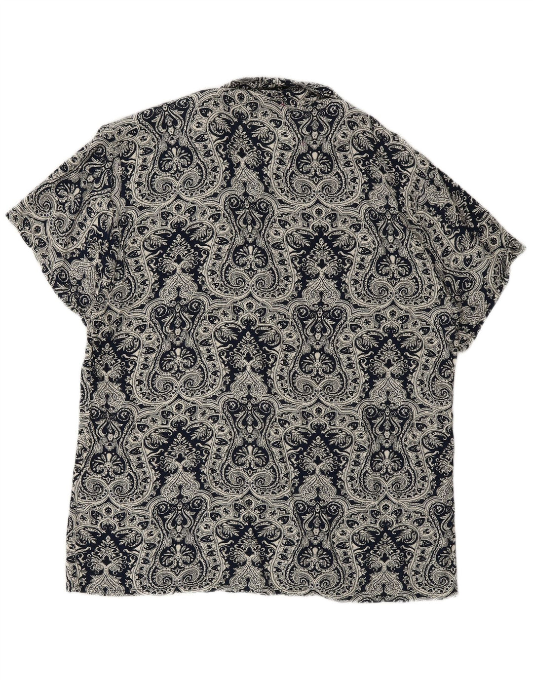vintage Chemise à manches courtes pour hommes Grand Bleu Marine Paisley