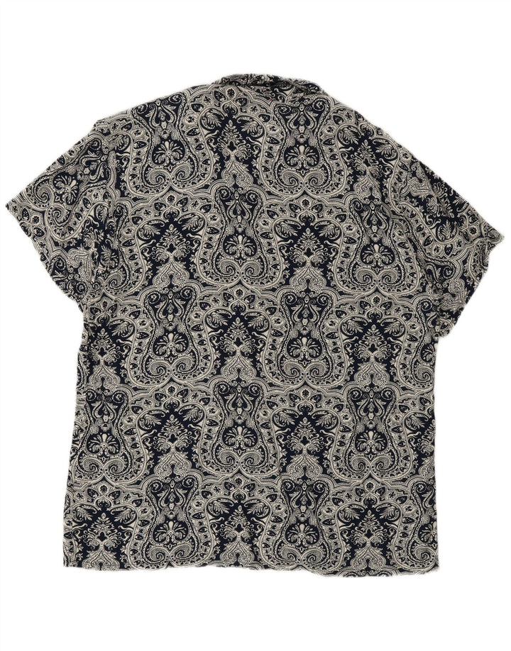 vintage Chemise à manches courtes pour hommes Grand Bleu Marine Paisley