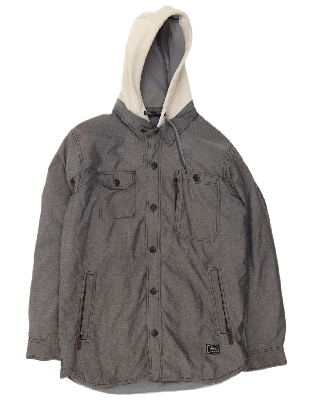 Nike Veste coupe-vent à capuche pour homme UK 36 Petit Gris Colorblock Polyester