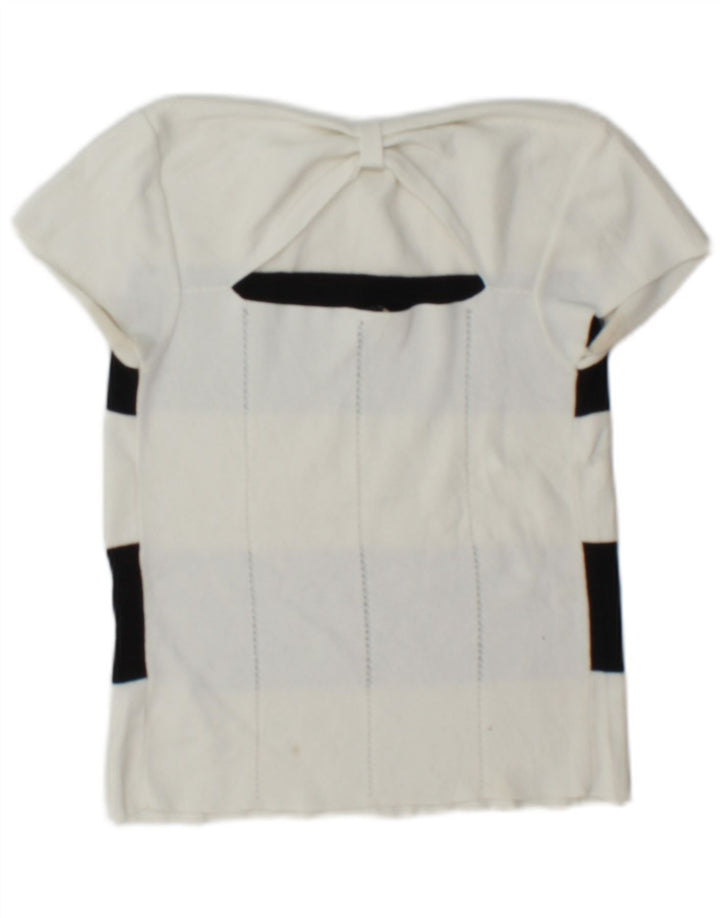 Emporio Armani Haut court à épaules dénudées pour femme IT 42 Rayé blanc moyen