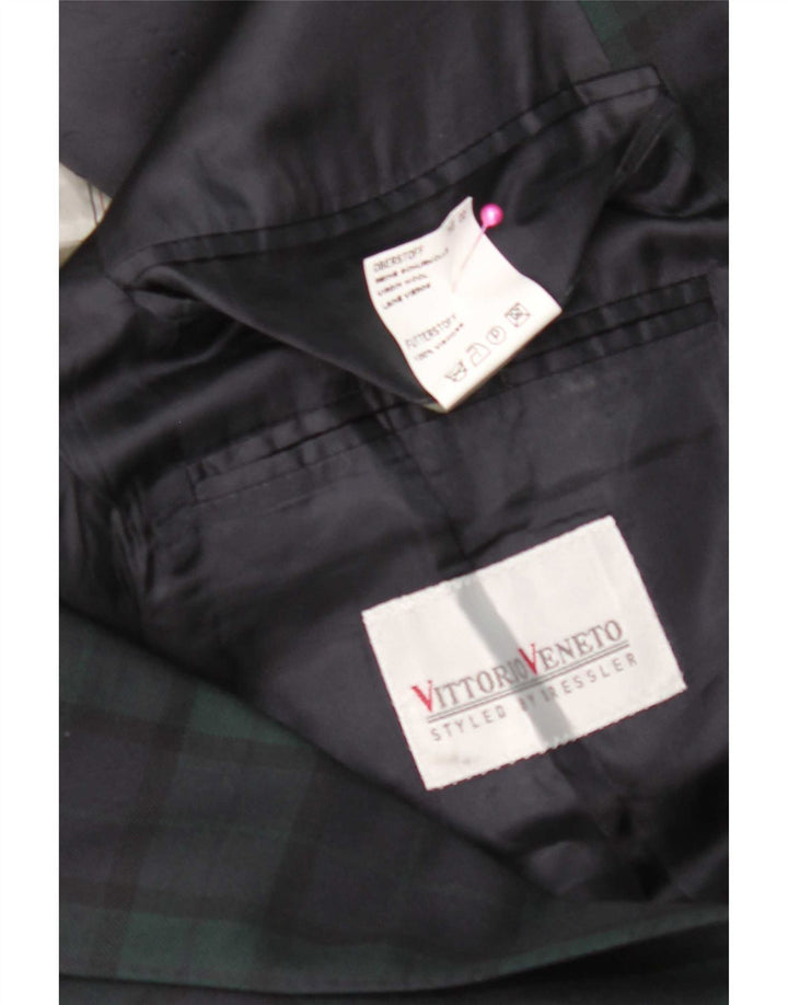 Vittorio Veneto Veste Blazer Femme UK 18 XL Bleu Marine à Carreaux