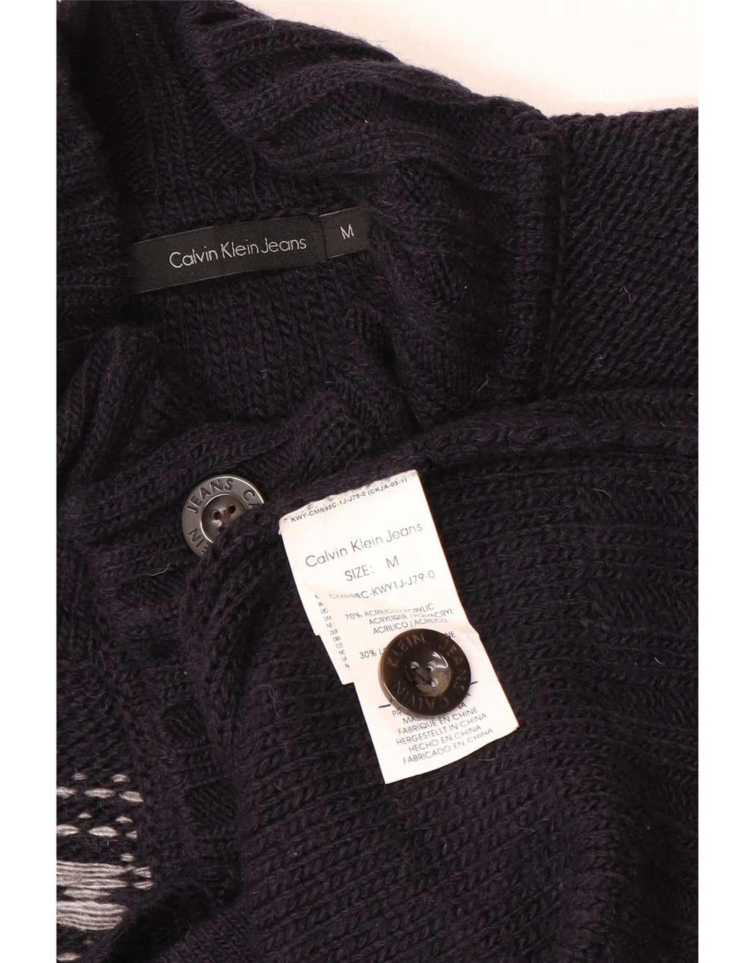 Calvin Klein Jeans Pull à Col Boutonné Homme Bleu Marine Moyen