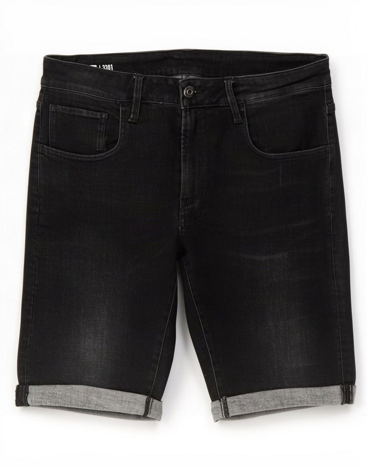 G-Star Hommes 3301 Slim Denim Shorts W34 Grand Gris Coton