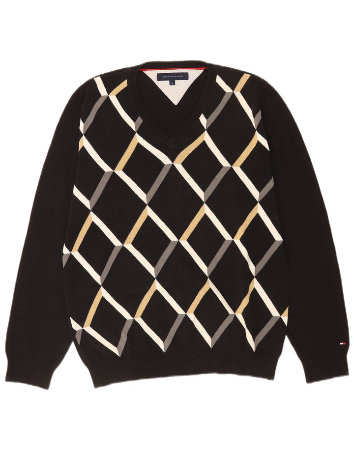 Tommy Hilfiger Pull col V Homme Noir Moyen Argyle/Diamant