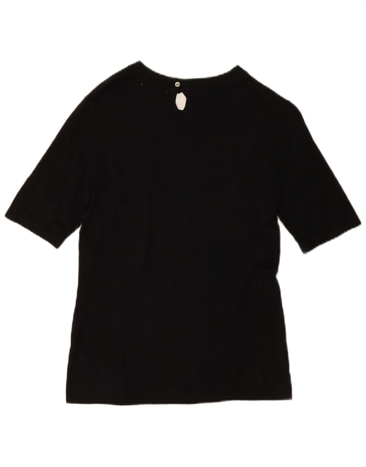 ZARA Pull à manches courtes et col bateau pour femme UK 12 Noir moyen