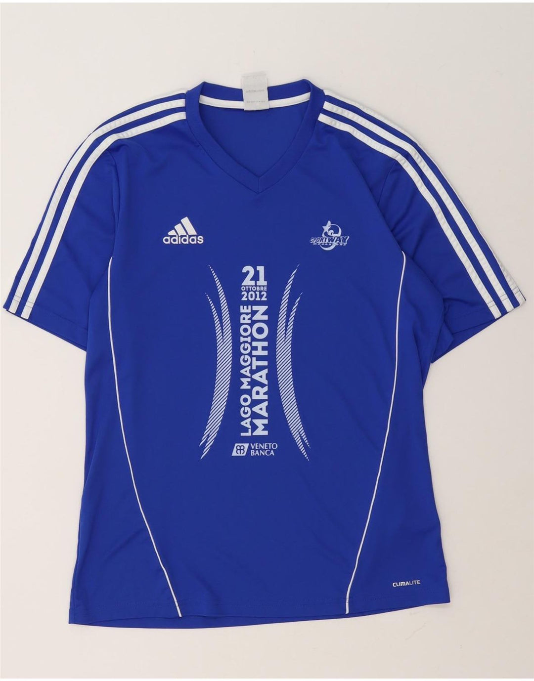 Adidas Homme Climalite Graphic T-Shirt Top Bleu Moyen Polyester