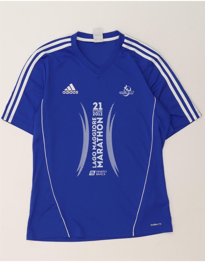 Adidas Homme Climalite Graphic T-Shirt Top Bleu Moyen Polyester
