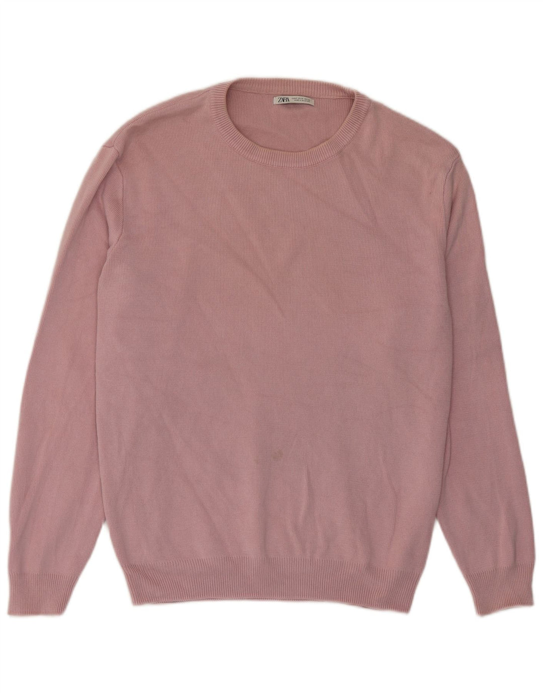 Zara Pull Col Rond Homme Rose Moyen Coton