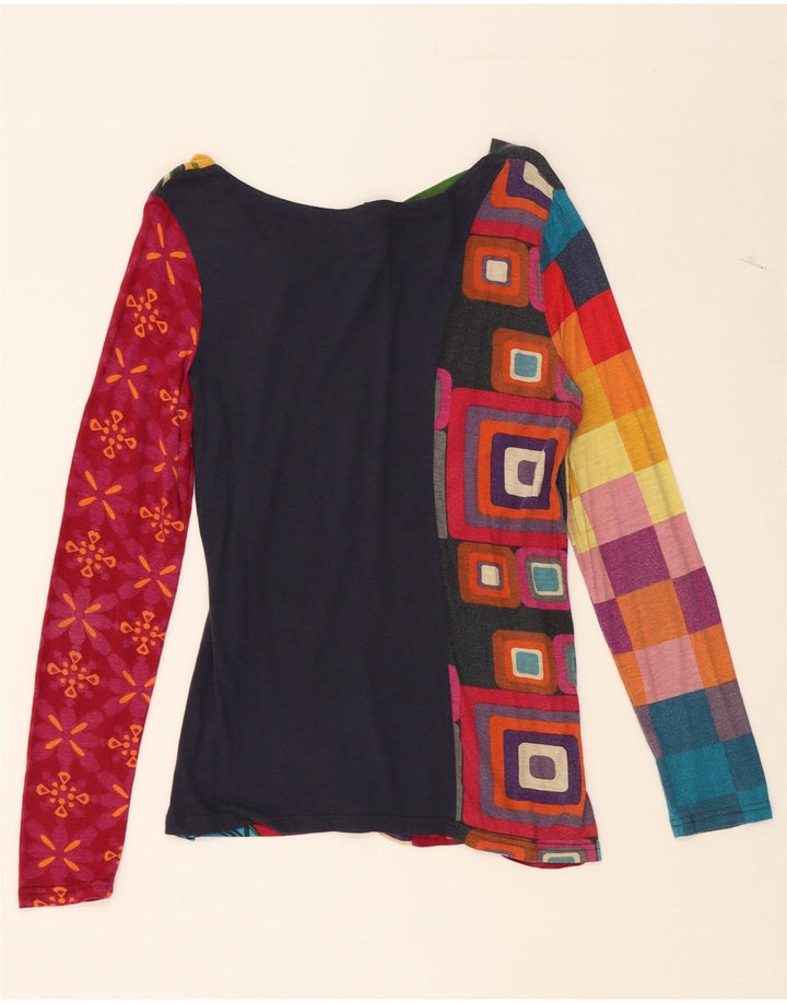 DESIGUAL Haut graphique à motif abstrait pour femme à manches longues UK 10 Petit Rouge