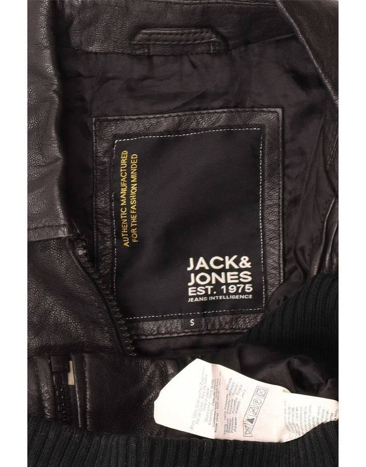 Jack & Jones Veste en cuir pour homme UK 36 Small Noir