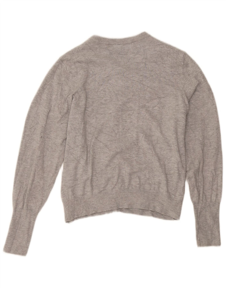 Marks & Spencer Pull cardigan court pour femme UK 14 Gris moyen moucheté