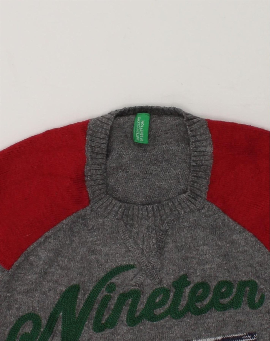BENETTON Baby Boys Graphic Crew Neck Jumper Sweater 18-24 Months Grey | Vintage Benetton | Thrift | Second-Hand Benetton | Used Clothing | Messina Hembry 