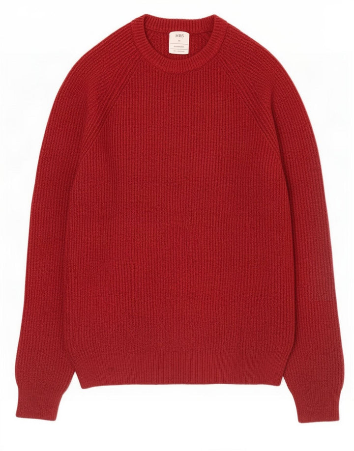 Marks & Spencer Pull Col Ras du Cou Homme Rouge Moyen Polyamide