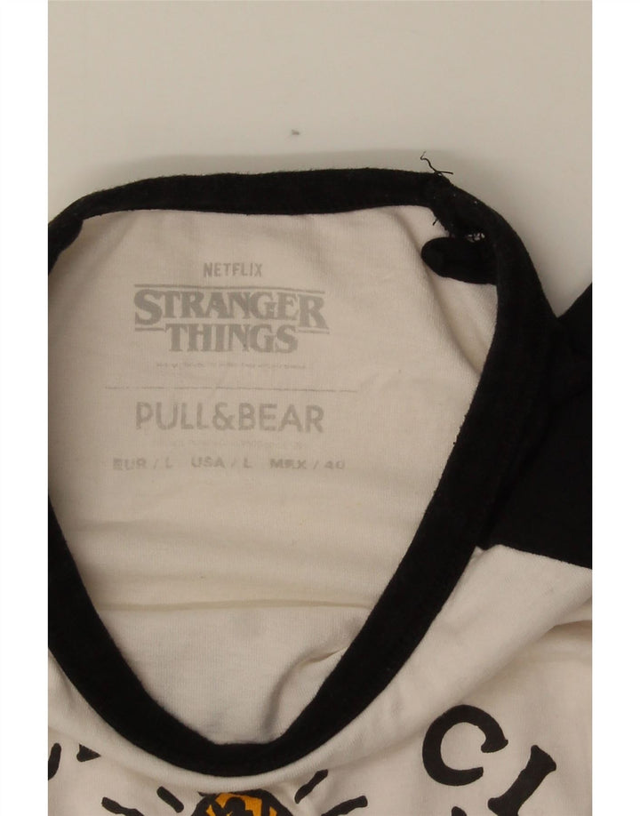 Pull & Bear T-Shirt Graphique Homme Grand Blanc Colorblock Coton