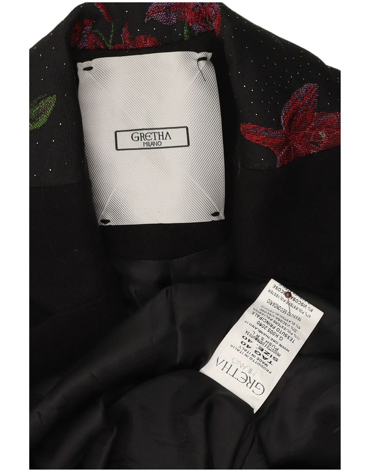 Gretha Milano Manteau surdimensionné pour femme IT 40 Petit polyester floral noir