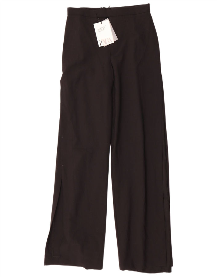 Zara Pantalon décontracté à jambe large pour femme Medium W28 L35 Noir Polyester