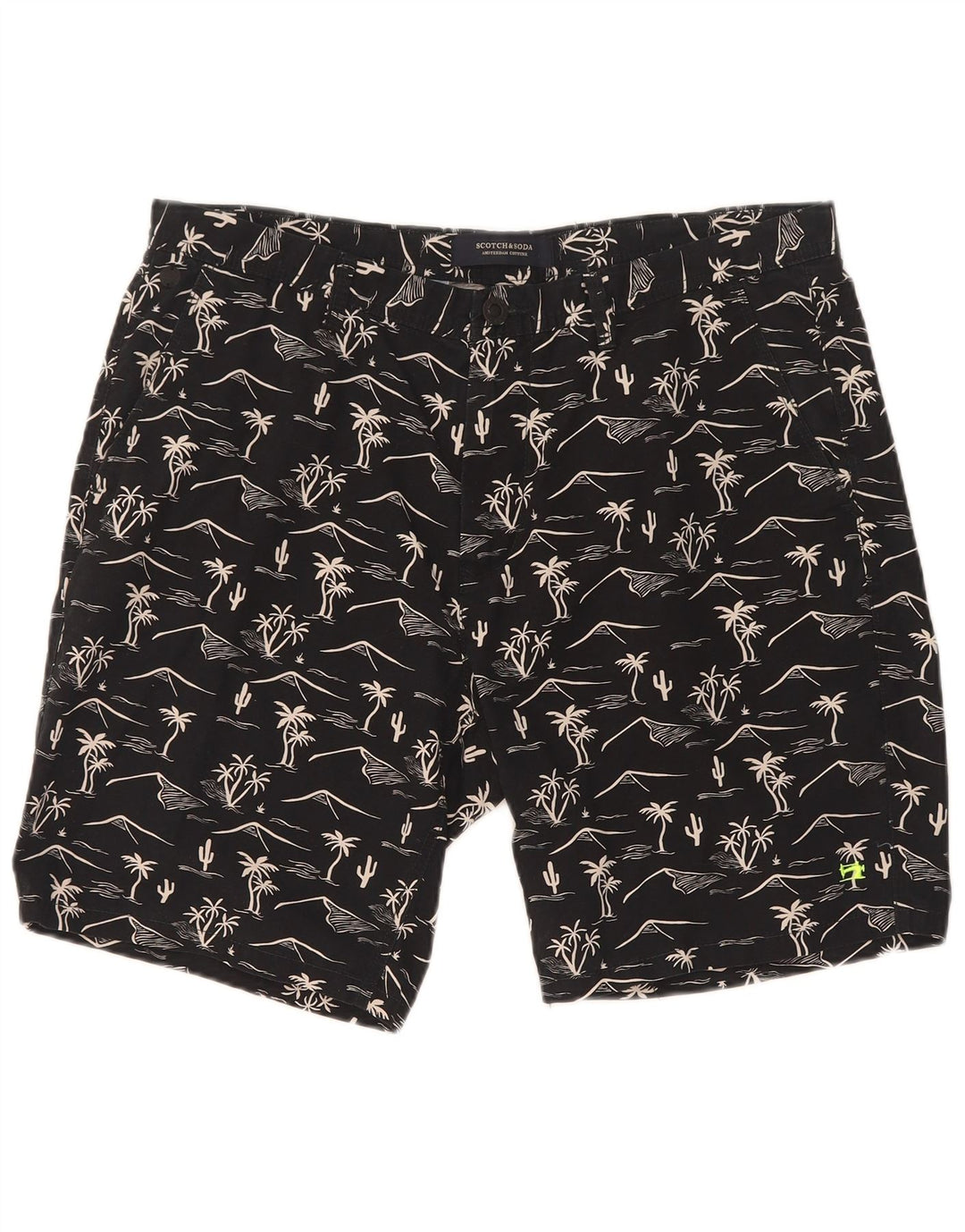 Scotch & Soda Short Chino à Motif Abstrait W32 Homme Noir Moyen Hawaïen