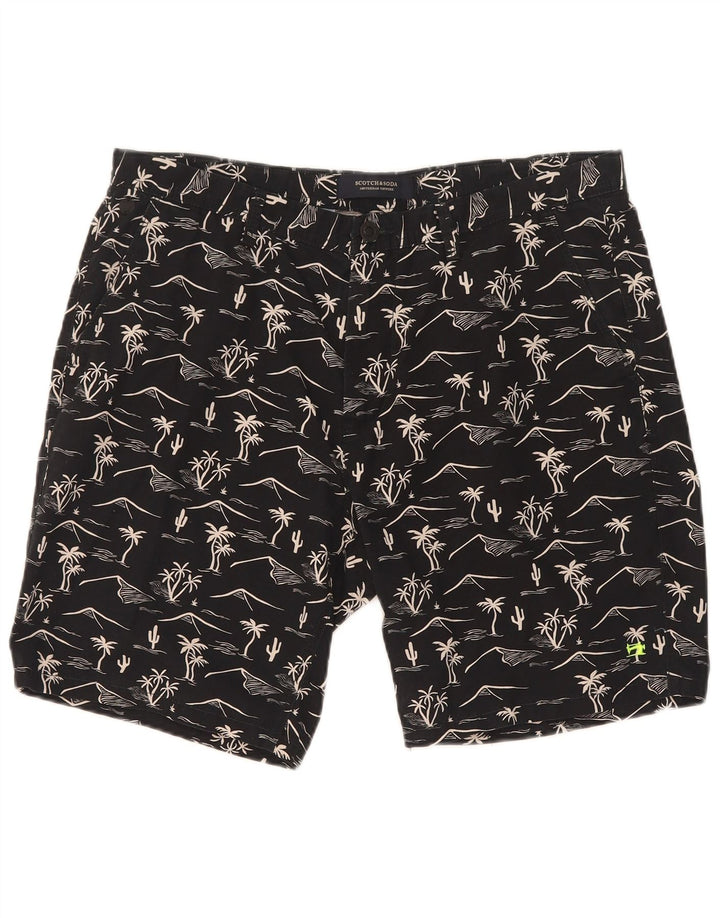 Scotch & Soda Short Chino à Motif Abstrait W32 Homme Noir Moyen Hawaïen