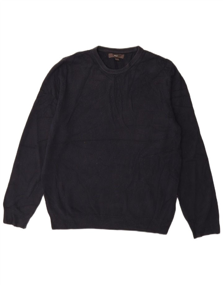 Marks & Spencer Pull col rond pour homme en acrylique bleu marine Taille L