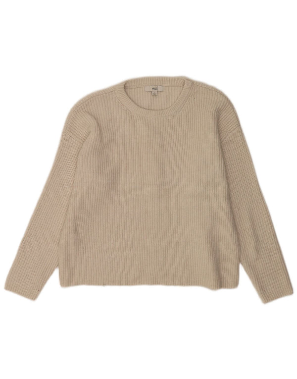 Marks & Spencer Pull à col rond pour femme UK 16 Large Blanc cassé