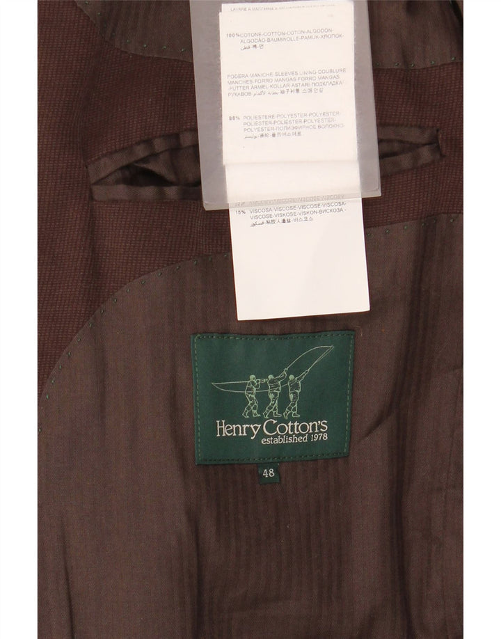 Henry Cottons Veste blazer à 3 boutons pour homme IT 48 en coton marron moyen