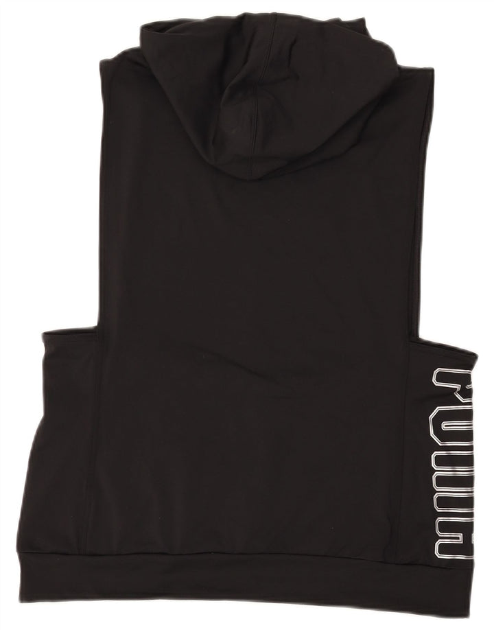 PUMA Pull à capuche graphique sans manches pour femme UK 12 Noir moyen Polyester