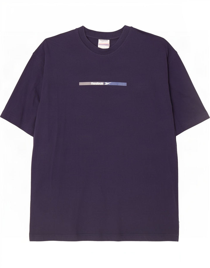 Reebok Homme Graphic T-Shirt Top Large Bleu Marine Coton