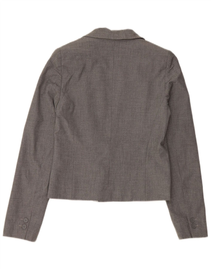 OASIS Veste blazer courte à 1 bouton pour femme UK 8 Petit Gris Polyester