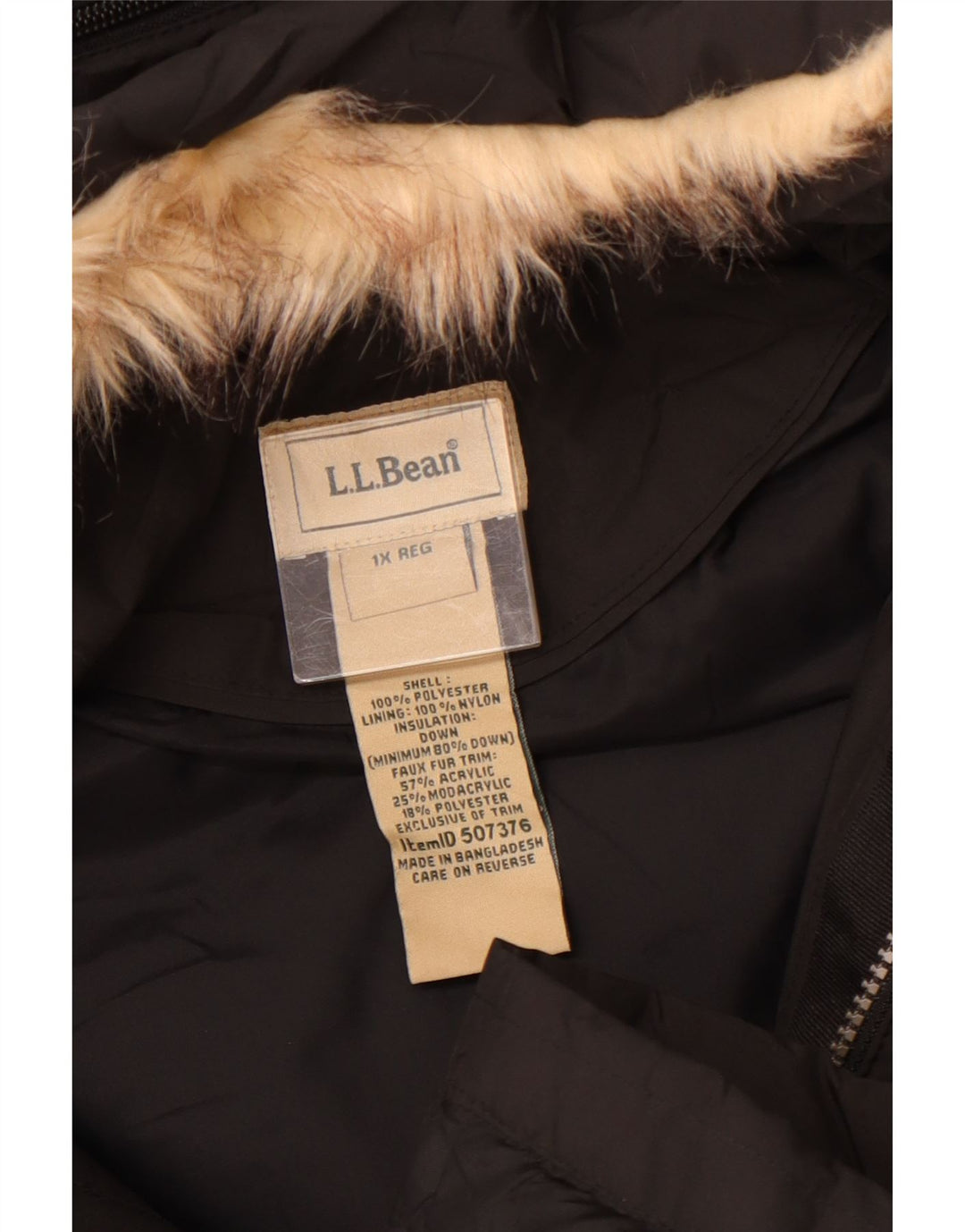 L.L.BEAN Manteau matelassé à capuche surdimensionné pour femme UK 18 XL Noir Polyester