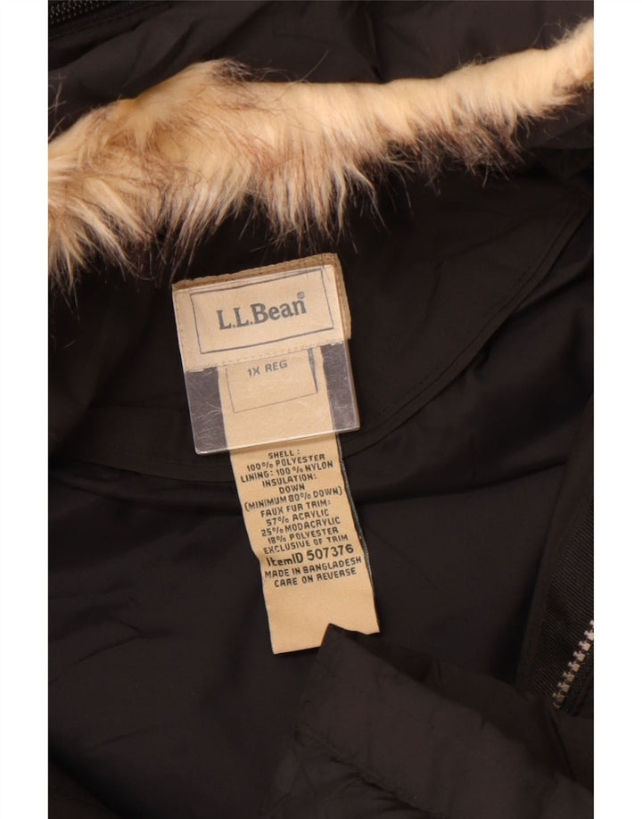 L.L.BEAN Manteau matelassé à capuche surdimensionné pour femme UK 18 XL Noir Polyester