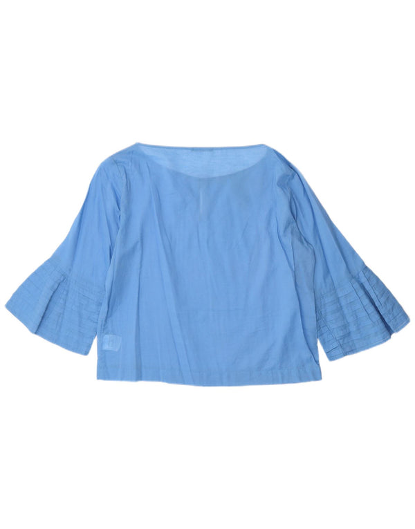 Sisley Chemisier surdimensionné à manches 3/4 pour femme UK 10 Small Bleu Coton