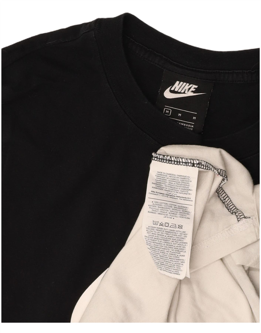 NIKE T-shirt graphique pour femme UK 12 en coton color block blanc moyen