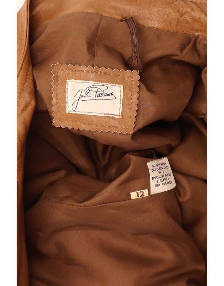 veste en cuir surdimensionnée femme vintage UK 12 Beige moyen