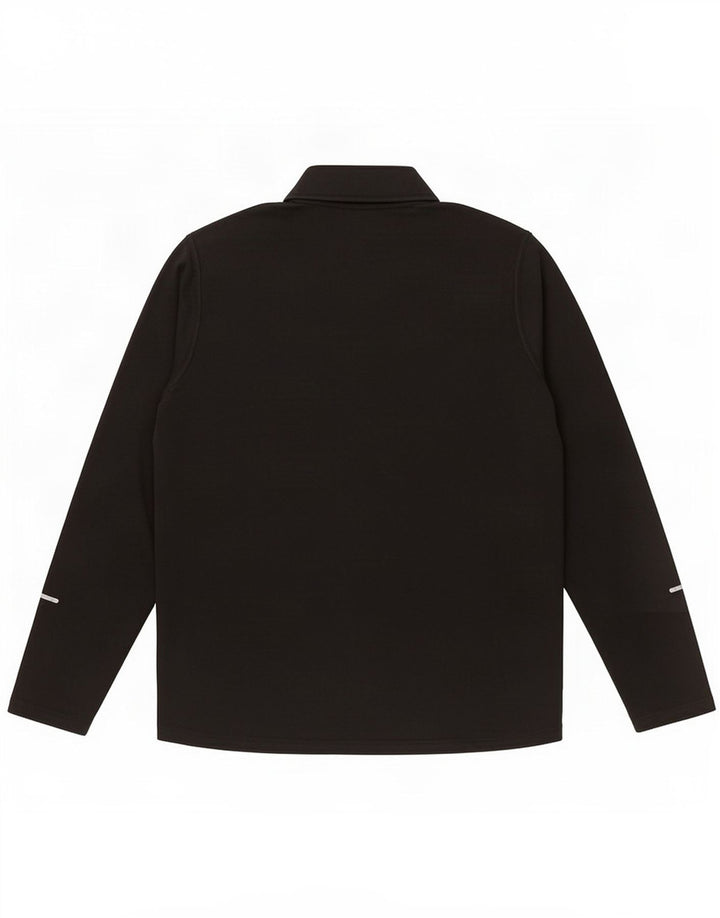 Nike Hommes Dri Fit Zip Neck Top Manches Longues Grand Noir Polyester