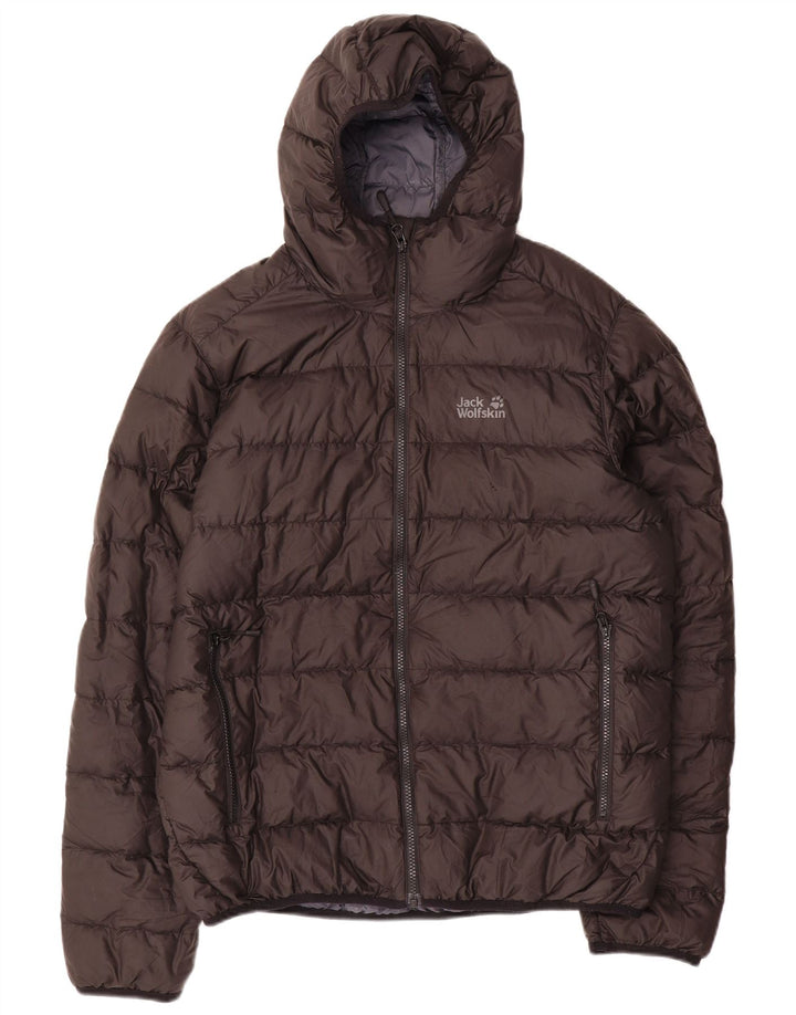 Jack Wolfskin Veste matelassée à capuche pour homme UK 40/42 Large Marron Polyester