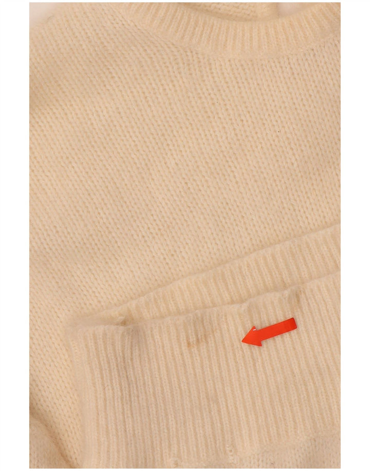VINTAGE Pull ras du cou pour femme UK 14 Medium Off White