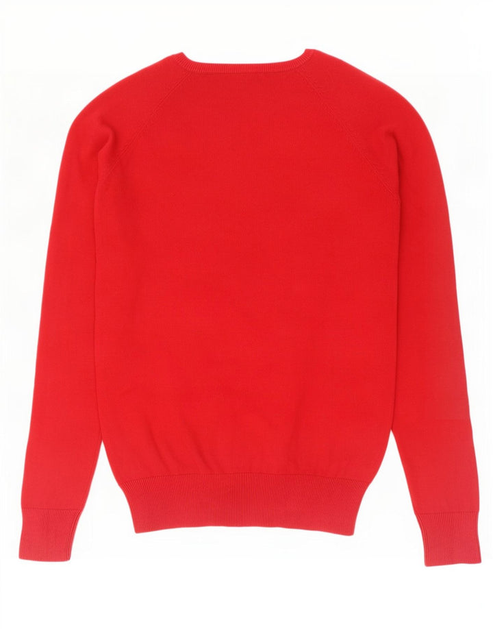 Zara Pull col V pour femme UK 12 Rouge moyen