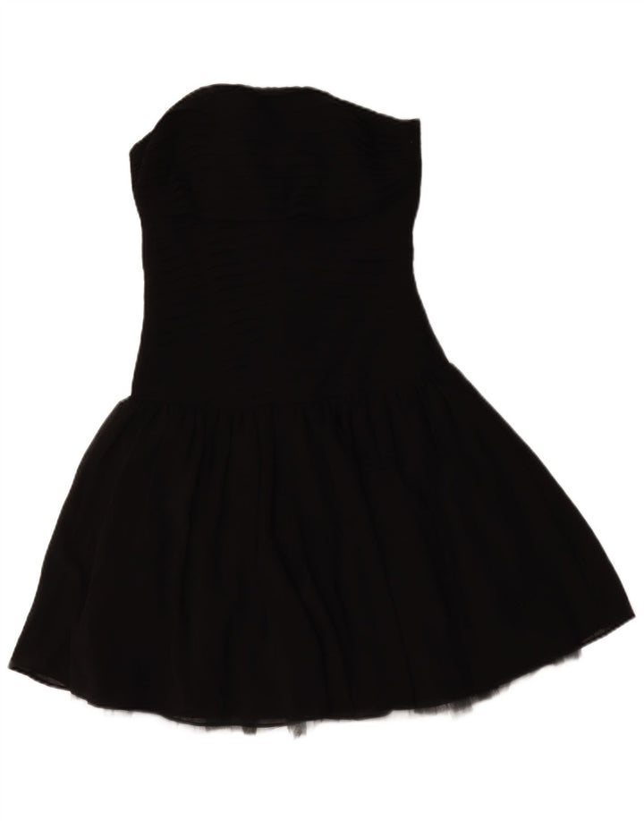 Zara Femme Robe Bustier UK 8 Petit Noir Polyester