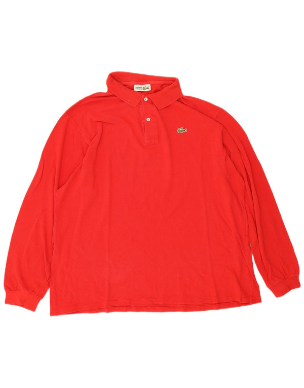 Lacoste Polo à manches longues pour homme Taille 7 2XL Coton rouge