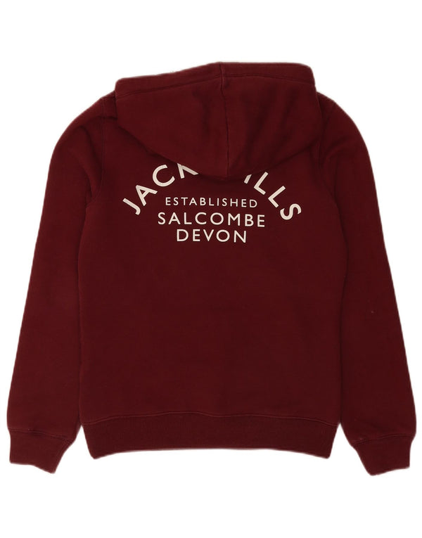 Jack Wills Pull à capuche graphique pour femme UK 8 Petit coton bordeaux