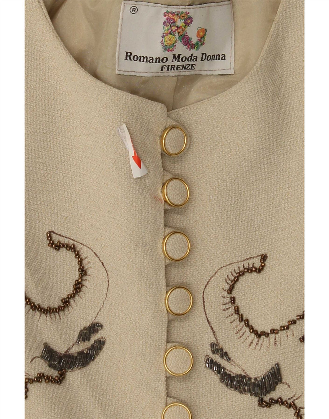 veste blazer graphique femme vintage IT 42 imprimé animal beige moyen